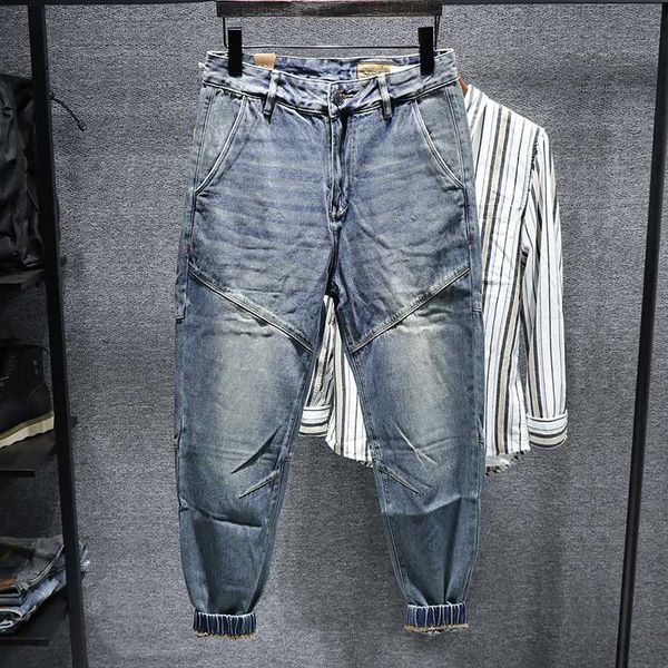

2020 new arrival loose harun capris three dimensional cutting japanese corset jeans for men handsome boy wear trouser 0514 0514, Blue