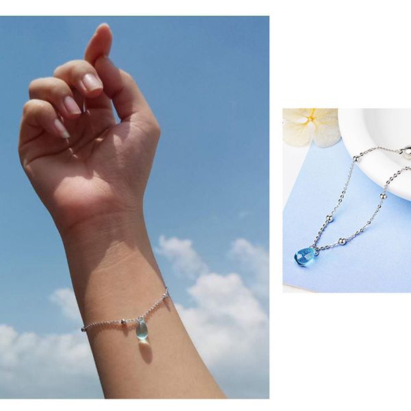 

2020 crystal clover water droplets pendant bracelet bangle for women lucky charm bracelet for women famous jewelry, Black