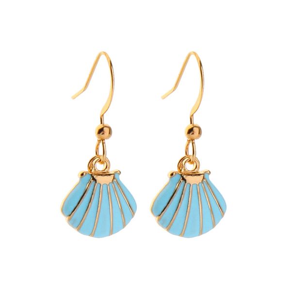

e6973 zwpon white pearl enamel scallop drop earrings for women tropical sandbeach shell earrings jewelry wholesale, Silver