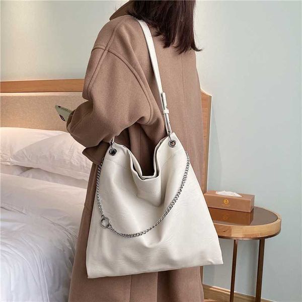 

soft chain shoulder bags for bag women korean style ladies large capacity hobos pu leather a4 messenger bags sac
