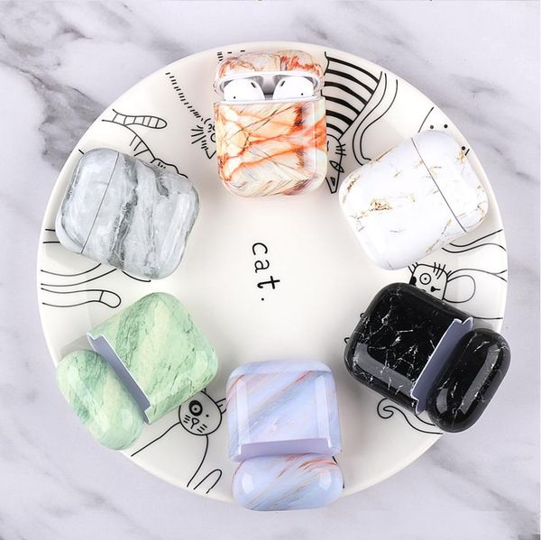 

luxury silicone earphone case for airpods 2 1 marble pattern cases coque for apple airpods shockproof fundas for air pods cover