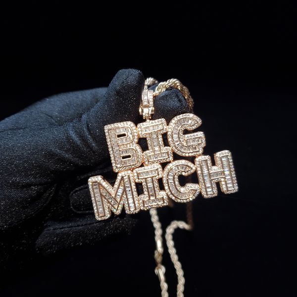 

neobling iced out слово на заказ ваше имя ожерелье фианитов письмо подвеска полного iced out for men hiphop подарок ювелирных изделий, Silver