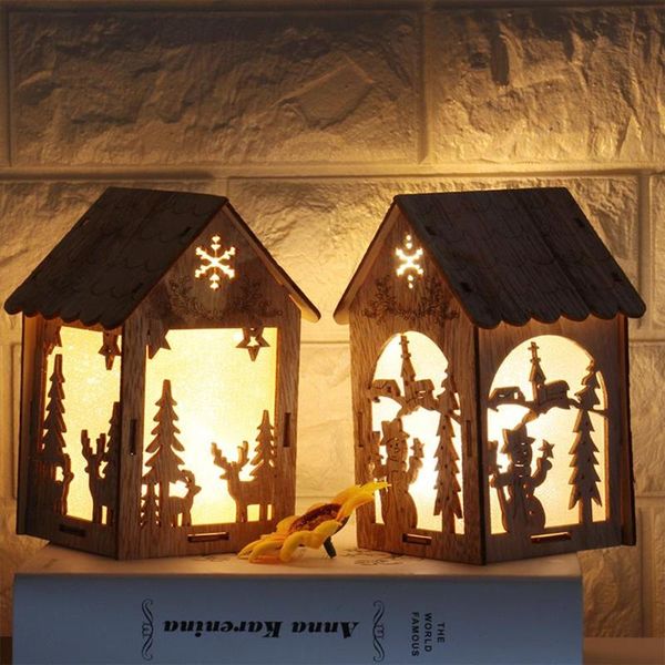

led light wooden l christmas glowing chalet christmas wooden house glittery creative ornaments home decoration