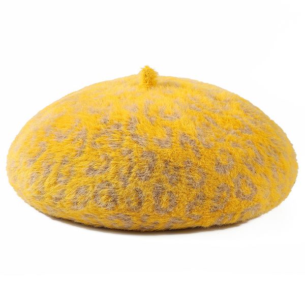 

beanies leopard color wool women's beanie winter hat sboy cap for female retro mainly