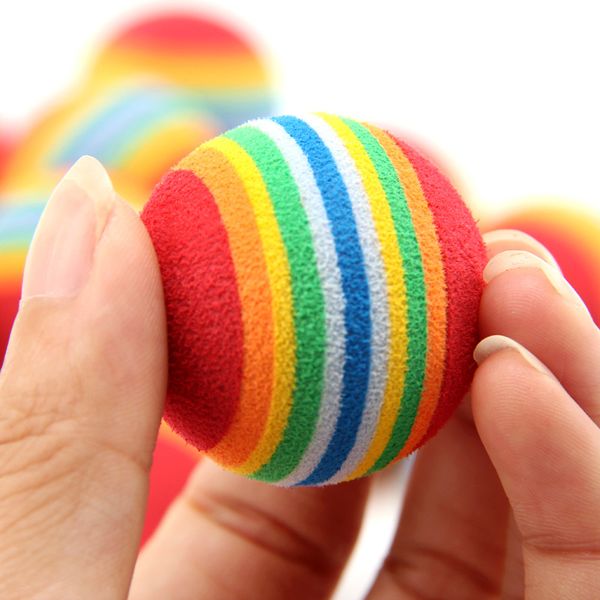 

mini rainbow ball bite resistant dog chew toy puppy interactive training eva elastic balls diameter 35mm cat molar biting toys