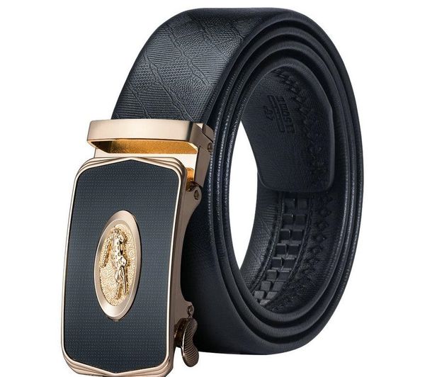 

mens black edging gold crocodile automatic buckle with black leather belt business leather belt 2018 new arrival dk-0022, Black;brown