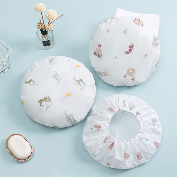 

shower caps 1pc bathing hair cover waterproof cap bathroom products elastic bath hat reusable lovely thick women