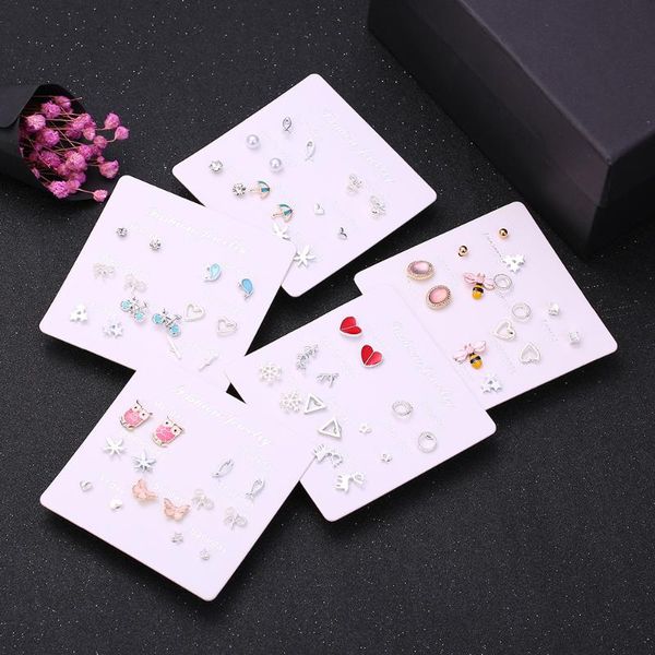 

stud set combination personality earrings female students simple korean version cute couple small gifts, Golden;silver
