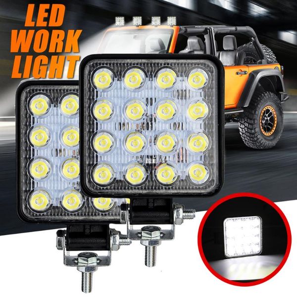 

2pcs 4inch 48w square led work light bar flood beam offroad driving lights
