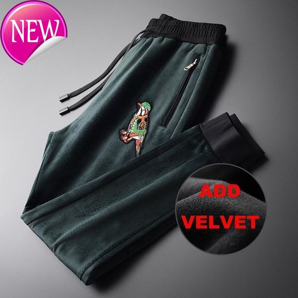 

luxurious autumn add and winter velvet embroidered thick shorts for men with big four pants, Black