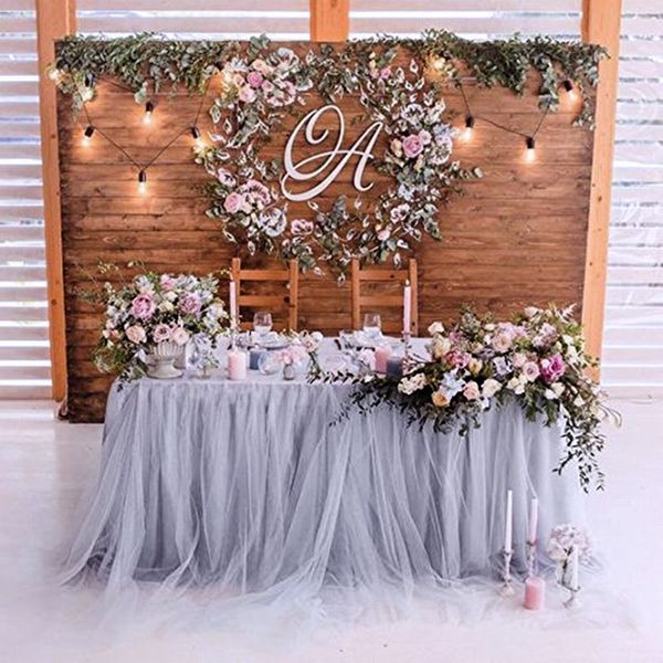 

90x80cm tutu tulle multicolor table skirt tableware cloth wedding birthday wedding europeand america fluffy table skirt