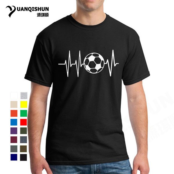 

boutique foot ball heartbeat t-shirt summer fashion men t shirt casual short sleeve cotton tee funny printed male clothing