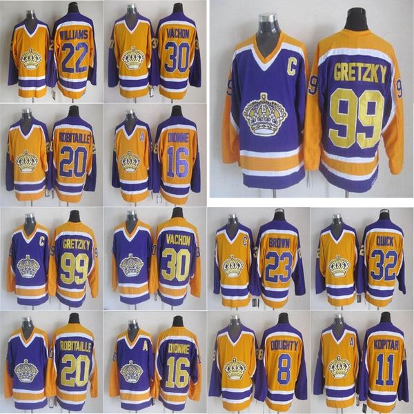 

los angeles kings vintage version jersey 16 marcel dionne 20 luc robitaille 99 wayne gretzky 11 anze kopitar 23 dustin brown hockey jerseys, Black;red