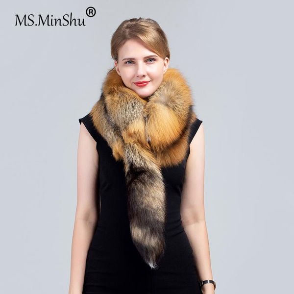 

scarves ms.minshu natural skin scarf with tail whole fur for men and women stole real wrap, Blue;gray