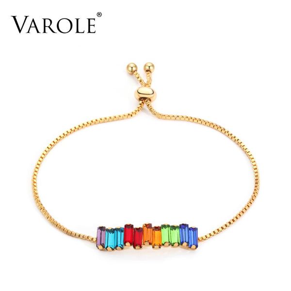 

varole 7in (регулируемый размер) радуга кристалл браслеты браслеты золото цвет красочный браслет для женщин способа ювелирные подарки, Black