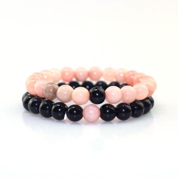 

10pcs/lot summer new natural stone handmade matte bead bracelets for men&women 8mm beads 9 styles fashion charm bracelet jewelry, Black