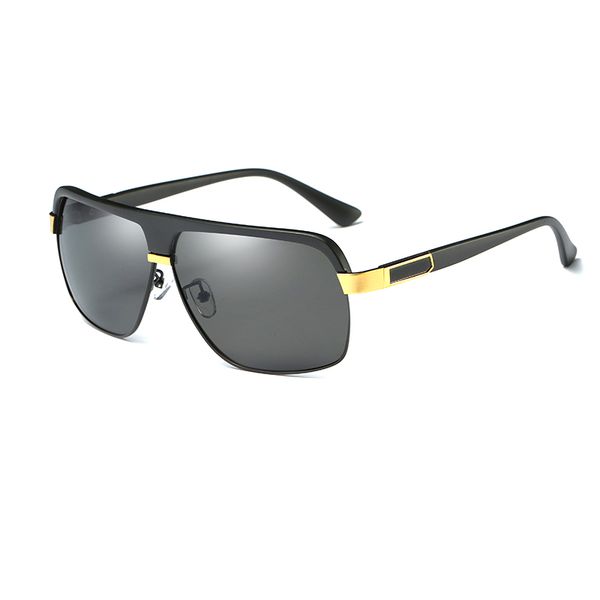 

fashion rectangle hd polarized sunglasses men's driving lenses semi-rimless plastic frame metal leg sun glasses with box, White;black