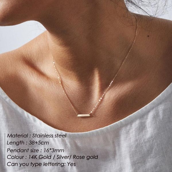 

chokers minimalist necklace for women stainless steel dainty gold color necklaces jewelry, Golden;silver