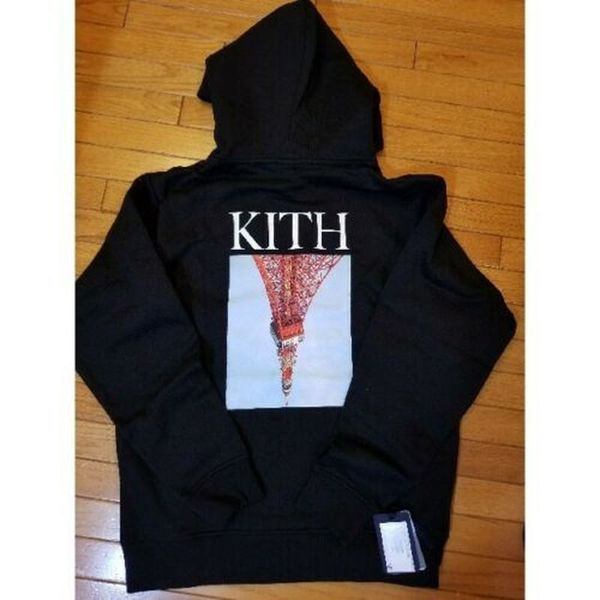 

kith tokyo tower hoodie for women and men, embroidered casual clothing, harajuku sweatshirts, japan fashion sweatshirts, Black