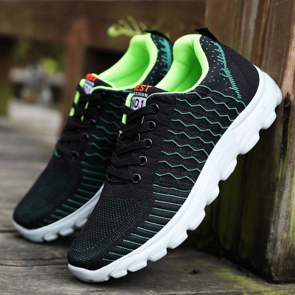 

new mesh men sneakers casual shoes lac-up men shoes lightweight comfortable breathable walking sneakers zapatillas hombre, Black