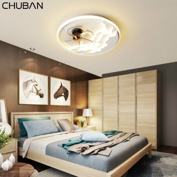 

round led ceiling fans with lights remote control fan light bedroom decor ventilator lamp lampara de techo colgante moderna led