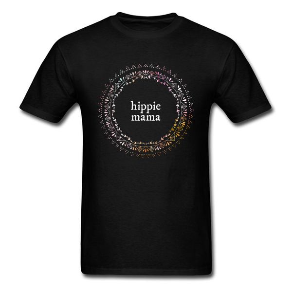 

hippie mama 2018 summer t shirt men woman black tees circle floral geometry clothes plus size couple tshirt