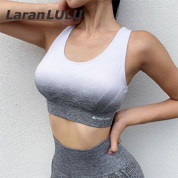 

women gradient sports bra seamless crop bra fitness vest shockproof fitness clothing gym yoga crop push up absorb sweat, White;black