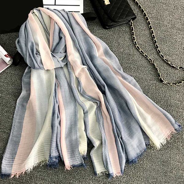 

2020 new spring solid silk scarf for women/ladies gradient long soft bandana wraps and shawls plus sizes beach female foulard, Blue;gray