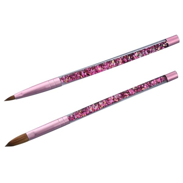 

2pc pink beauty kolinsky sable acrylic nail brush with liquid flow glitter nail art brush for art tools 12 & 14, Yellow