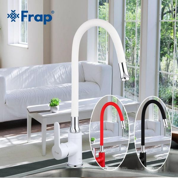 

frap business style black white red silica gel nose any direction kitchen faucet cold and water mixer f4042 f4041 f4043 t200424