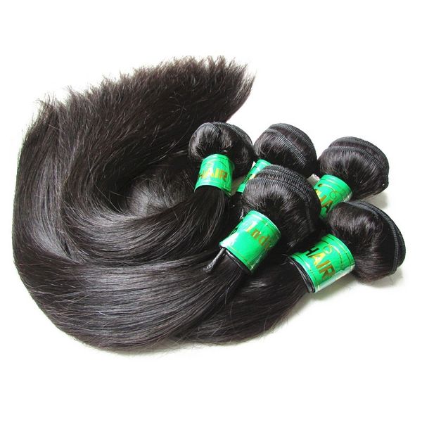 DHgate Prodotti per capelli Capelli indiani non trattati grezzi Seta dritta 5 pezzi 500 g / lotto 10A Fasci di estensione dei capelli umani di Remy tagliati da un donatore
