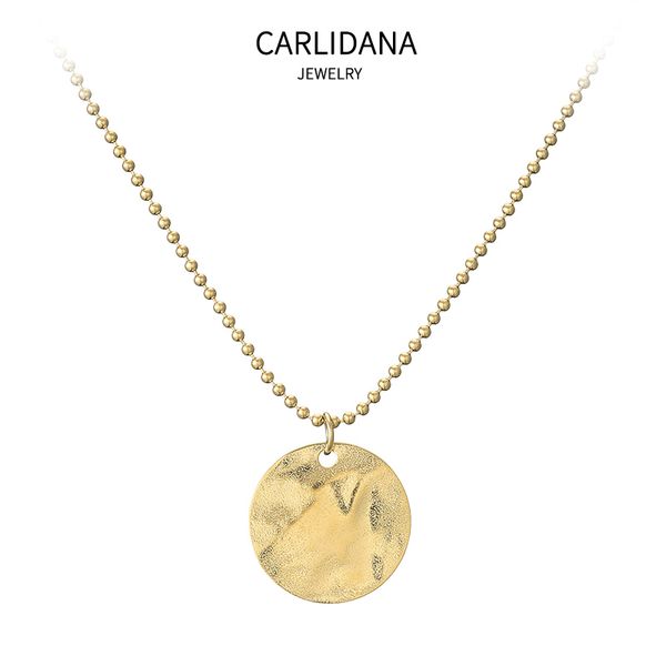 

pendant necklaces ipg14k gold-plated fashion design abstract frosted round brand necklace ins minimalist wind cold clavicle chain, Silver