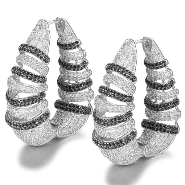 

missvikki luxury shiny big hoop earrings statement full mirco cz cubic zircon earring for women bridal wedding jewelry 2020, Golden;silver