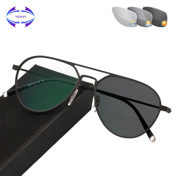 

sunglasses vcka titanium alloy pochromic reading glasses men presbyopia eyewear women progressive multifocus far and near with diopters, White;black