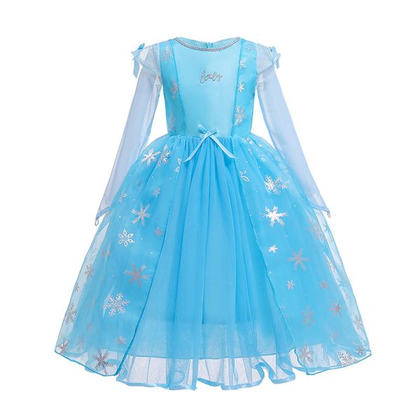 

children girl birthday party gown dress long sleeve christmas costume clothing, Blue