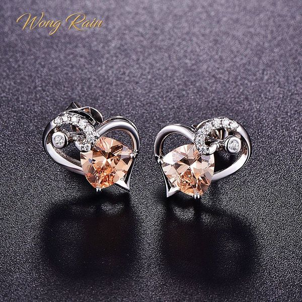 

wong дождь vintage 925 silver morganite gemstone birthstone уха коты белого золота серьги женщин ювелирные подарки оптом, Golden;silver