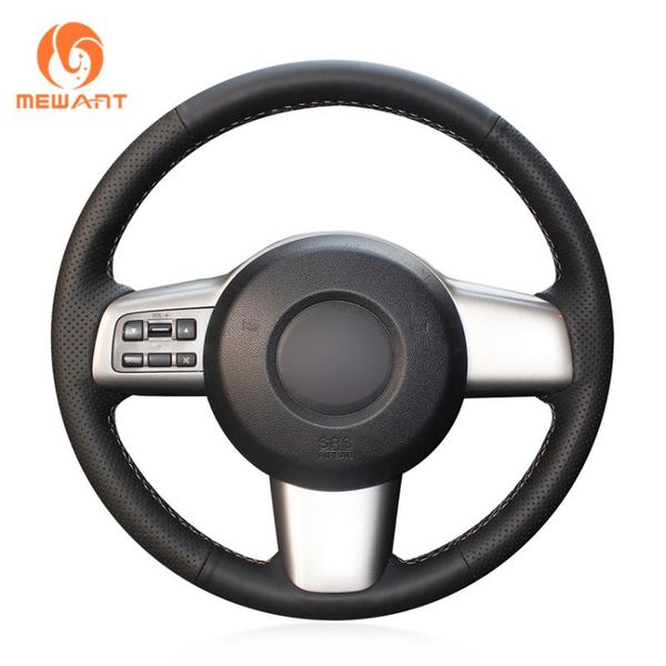 

mewant black artificial leather hand sew wrap car steering wheel cover for 2 2008 2009 2010 2011 2012 2013 2014