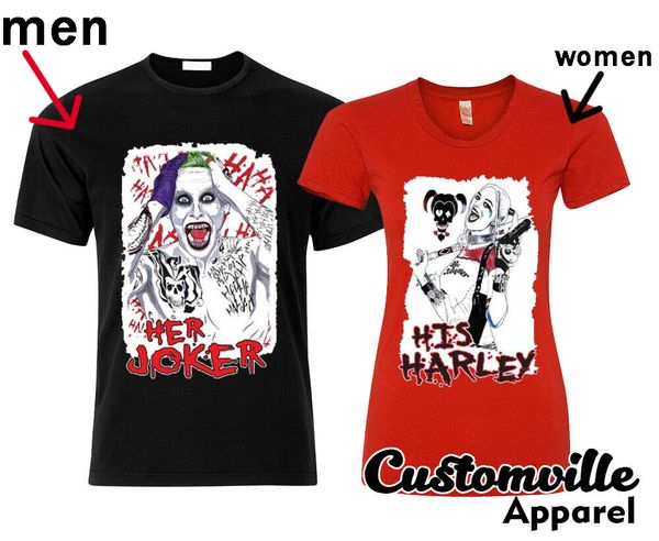

her joker his harley couple matching t-shirts.cute quinn his hers gift 2019 new brand sales cotton short sleeve military shirts