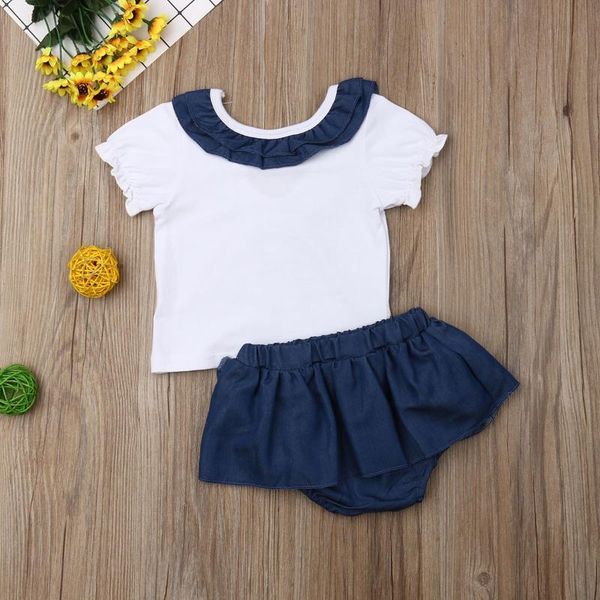 

girls v-neck short sleeved skirt two-piece set l4.13, White