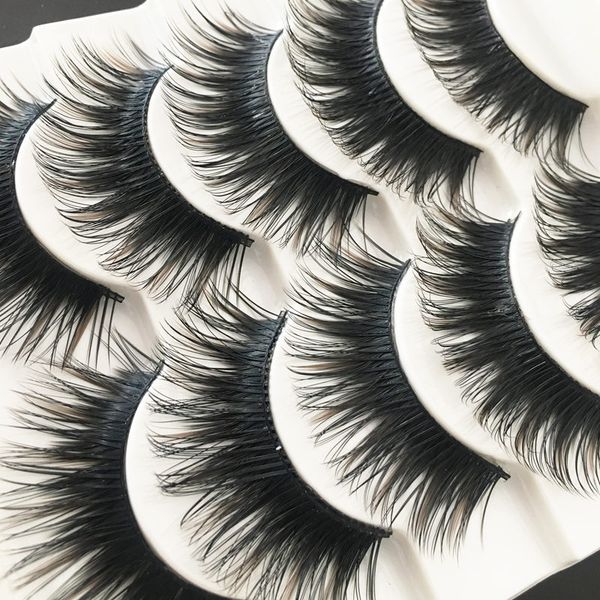 

yokpn 5 pairs thick cross false eyelashes brown black handmade fake eyelashes exaggerated stage performance makeup