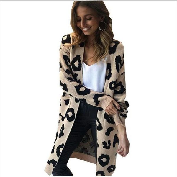 

women's knits & tees heliar women leopard cardigans knitted sweater v-neck cashmere sweaters and elegant all-match jackets, White