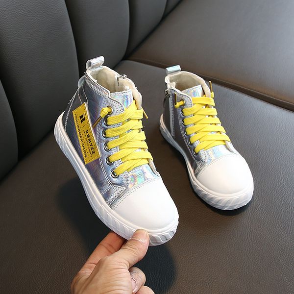 

hfashion детские 2020 осень зима новый холст мальчиков и девочек высокой, чтобы помочь досуга теплой обуви для, Black