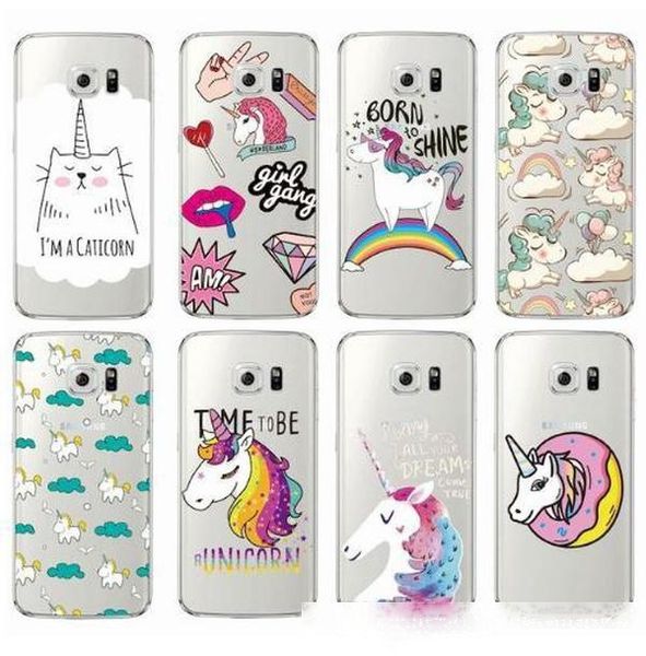 

cute unicorn rainbow pizza coffee cartoon quote soft clear phone case cover coque fundas for samsung galaxy j5 a5 s6 s7 edge s8