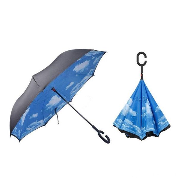 

folding reverse umbrella 52 styles double layer inverted long handle windproof rain car umbrellas c handle umbrellas fast shipping