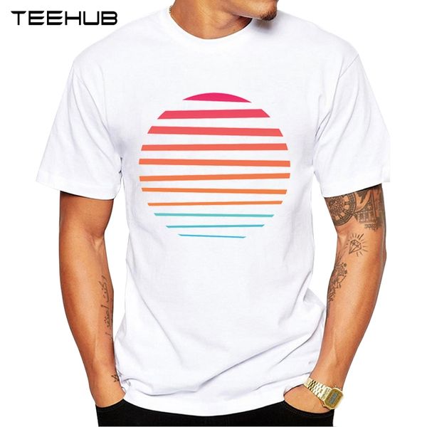 

new arrivals 2019 teehub cool men's fashion colored abstract sun design t-shirt short sleeve o-neck hipster tee