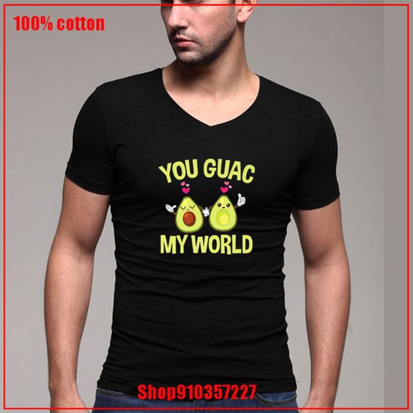 

you guac my world avocado v-neck color diversified couple t-shirts comfortable all cotton tees printed tees hombre camiseta
