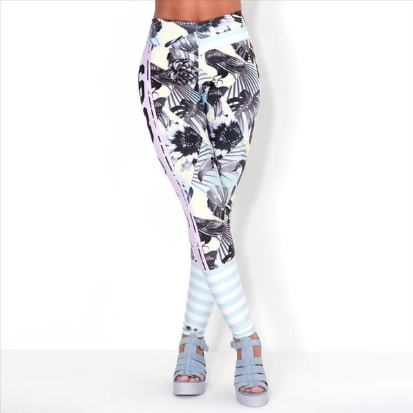 

2020 black flowers color полосатый печать упругие силы леггинсы мода стиль sportswear push up леггинсы подарков для женщин