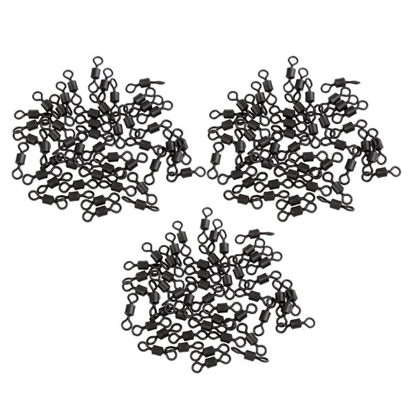 

100pcs high strength barrel rolling swivels solid ring connector sea carp coarse rig fishing for bass trout in saltwater and freshwater