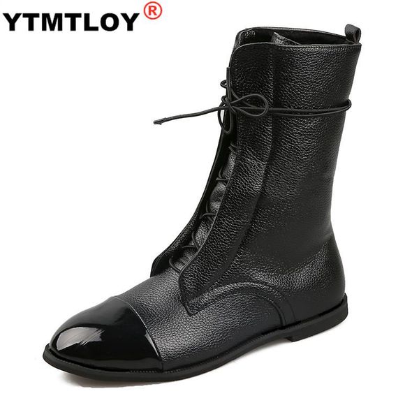 

autumn winter ankle round toe pu lace-up boots women shoes for women shoes warm plush fur winter female casual waterproof, Black