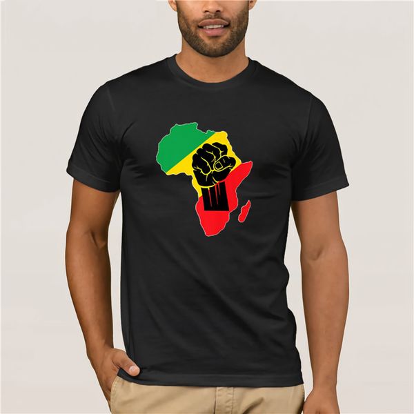 

fashion 2019 trend t-shirt africa black power africa map fist african pride 100% cotton summer men tees funny print mens t shirt